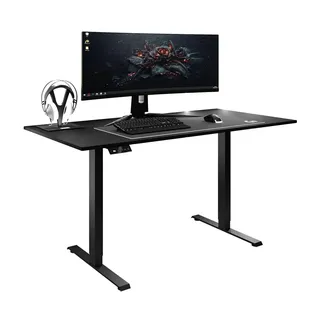 lookway SCHREIBTISCH SPACE GAMING höhenverstellbar mit Metallbeinen schwarz/schwarz