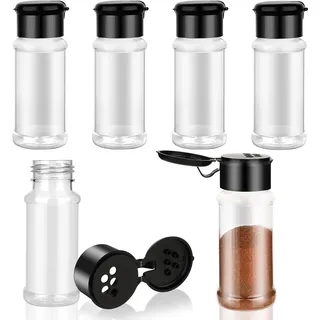 BOHUIZ 6 Stück 100ml Gewürzdosen, Gewürzgläser, Kunststoff, Gewürzstreuer | Gewürz Organizer, Camping, für Küche, Schublade, Gewürzregal, Transparent