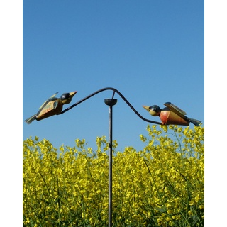POMMERNTRAUM ® | Windspiel Gartenpendel Gartenstecker Gartendekoration Garten Kunst Unruhe verliebte Vögelchen Windspiel Vögel (Bunte Vögel)