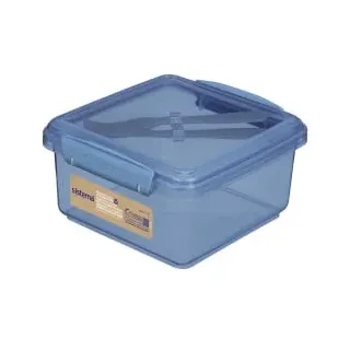 Sistema Lunchbox Plus Messer , Gabel | Mit recyceltemozeangebundenem Kunststoff | 1,2 l stapelbare Lunchbox mit auslaufsicherem Deckel