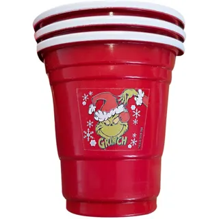 The Grinch – Schnapsbecher 6er-Set 55 ml in Rot aus wiederverwendbarem Plastik – Partybecher Trinkbecher Weihnachten – Ideal für Getränke, Schnaps, Punsch, Eggnog – Weihnachtsdeko & Partygeschirr