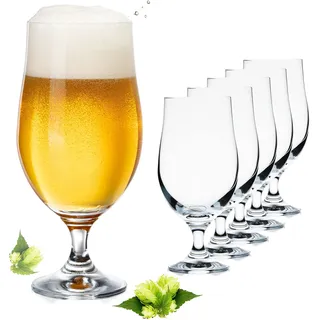 PLATINUX Bierpokale 500ml (max. 630ml) Set 6-Teilig Biergläser aus Crystalline Glas Bierkelche Biertulpen 0,5L