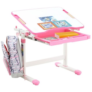 CARO-Möbel Kinderschreibtisch VITA, Kinderschreibtisch weiß/rosa höhenverstellbar neigbar Schreibtisch Kin rosa|weiß
