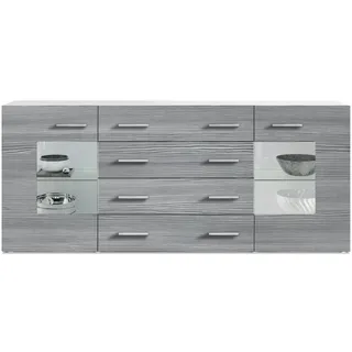 Vladon Sideboard 166 x 72 x 35 cm Weiß matt/Avola-Anthrazit