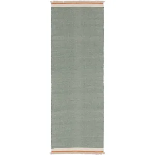 Wollteppich Karla, benuta, rechteckig, Höhe: 5 mm, Kunstfaser, Berber, Ethno-Style, Wohnzimmer grün 70 cm x 200 cm x 5 mm