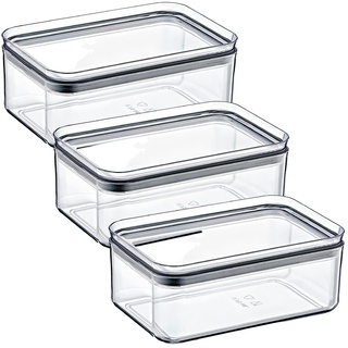 Packung mit 3 luftdichten Lebensmittelbehältern, klein, rechteckig, 10,5 x 16,5 x 7,5 cm, 7house