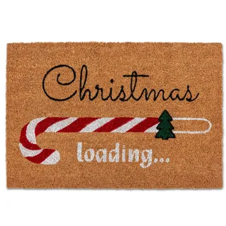Fußmatte ASTRA "Kokosvelours Xmas loadin 40x60", braun (beige), B:40cm H:1,4mm L:60cm, Kokos, Teppiche, Fußmatte, Kokos, Natürliches Material, Zuckerstange, Weihnachten