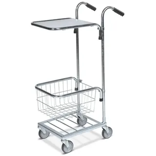 Kongamek Mini- Servierwagen verzinkt mit Ladefläche 410x355mm und Korb ohne Bremse