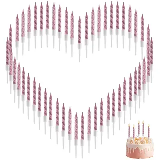 60 Stück Tortenkerzen Roségold, Wunderkerzen Sprühkerzen für Torte Ische Spiral Geburtstagskerzen in Metallische, Kuchenkerzen mit Halterung, Rauchlose Kerze 7,5 cm, für Kuchen bei Geburtstag Hochzeit