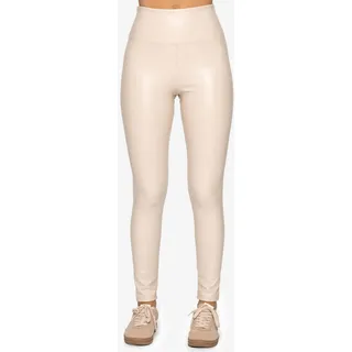 SASSYCLASSY Lederhose Highwaist Leggings Beige S