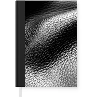 MuchoWow Notizbuch Leder - Textur - Schwarz - Hell, Notebook, Notizblock a5, Tagebuch, Journal Liniert schwarz