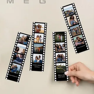 Wanapix | 4er-Pack magnetische Fotostreifen | 4 Bilder mit farbigem Hintergrund | Flexibler Magnet | Originelles Fotogeschenk | Personalisierte Fotos | 5,5 x 20 cm