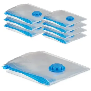 Relaxdays Vakuumbeutel 8er Set, Kompressionstüten, 2 Größen, Kleidung