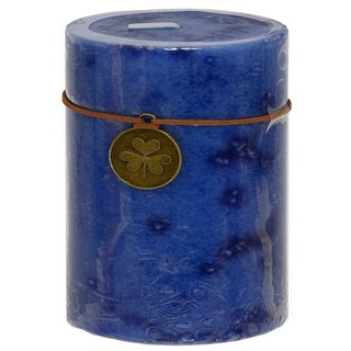 B&S Stumpenkerze Trendkerze durchgefärbt marmoriert blau 9 x Ø 7 cm blau