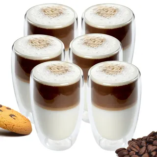 spar-home® Doppelwandige Kaffeegläser 450ml 2er Set – Latte Macchiato Gläser Espressotassen Tassen Dickwandig für Cappuchino Espresso Teegläser Thermogläser Glass Tasse (2, 450ml)