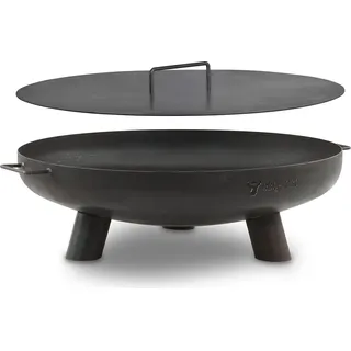 BBQ-Toro Feuerschale Ø 70 cm mit Deckel, Schwarz, Outdoor Dreibein Feuerstelle für Garten