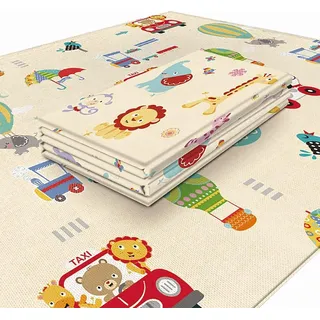 EHOTER Krabbelmatte Kinder Krabbeldecke Spielmatte Baby Faltbar Bodenmatte XPE Schaumstoff Doppelseitig Wasserdicht Tragbar für Innen- oder Außenbereich