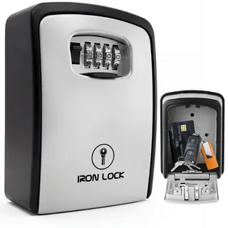 Iron Lock® XXL Schlüsselschlossbox Wandhalterung für Schlüssel, 4-stellige Kombination mit zurücksetzbarem Code mit A B Schalter, extra großer Schlosskasten, für Innen- und Außenbereich, wasserdicht,