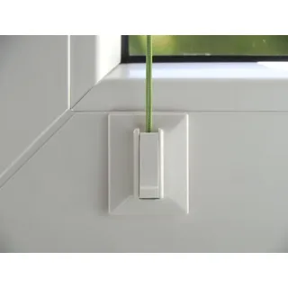 Klebeplatten mit Klemmschuh Spannschuh, weiß, 1x 4 Stück, inklusive Reinigungstuch, Montage von Plissees ohne Bohren am Fensterrahmen - Weiß