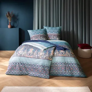 Estella Mako Interlock Jersey Bettwäsche Carmen bleu Kissenbezug einzeln 40x80 cm - blau