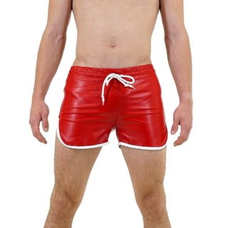 BOCKLE Lederhose Bockle® Quick Pants Faux RED Sexy rote kurze Kunslederhose Kurte Leder Shorts CSD Gay S