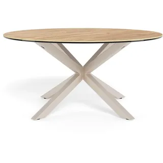 Mid.you Couchtisch Heaven, Grau, Natur, Eiche, Metall, Glas, Keramik, Holzoptik, rund, Sternfuß, 82x40x82 cm, Wohnzimmer, Wohnzimmertische, Couchtische, Couchtische Keramik