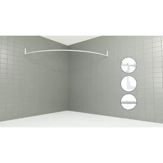 Erica Duschvorhangstange Duschstange Ecke 140x140 cm, Wandmontage, ohne Deckenbefestigung, verschraubt, Für Badewannen weiß