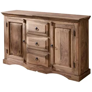 Massivmoebel24 Sideboard 135 x 85 x 40 cm Grau Geölt