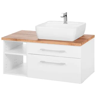 WELLTIME Waschbeckenunterschrank WELLTIME "Davos", weiß, B:90cm H:55cm T:47cm, Schränke, Waschbeckenunterschrank, Badmöbel, Waschtisch inkl. Waschbecken, Breite 90 cm