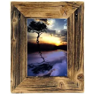 Mein Landhaus Bilderrahmen aus Alt-Holz Stil vintage, Unikate in natur-braun 10X15