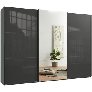 luma-home Schwebetürenschrank 300 x 216 x 65 cm Anthrazit/Schwarz