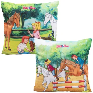 UNITED LABELS Bibi und Tina - Pferde Dekokissen 30 x 30 cm Mehrfarbig