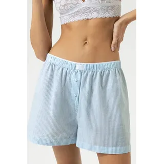MEY Cotton Stripes Lounge Shorts Weiß/Hellblau XS