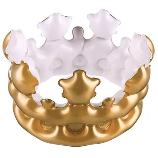 KOMUNJ Aufblasbare Krone, Aufblasbare Geburtstagskrone, Kostümzubehör Karneval, Goldene Geschenkidee, für Geburtsagskinder, Gold