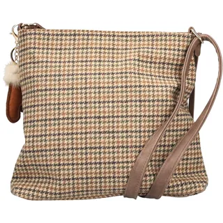Umhängetasche RIEKER "Gurgaon", Damen, Gr. B/H/T: 27,5cm x 28cm x 6cm, braun (natur, braun), Lederimitat, kariert, Taschen Umhängetasche, Damen Handtasche, Schultertasche, Henkeltasche in kariertem Look