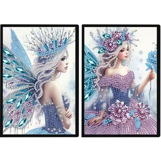 DCIDBEI 2 Pack Diamond Painting Notizbücher Engel A5 Blanko Malen nach Zahlen Tagebuch Buch Elfe Kunst Diamond Painting Skizzenbuch Notizbuch Fee Geburtstagsgeschenk für Mädchen Freizeit 50 Blätter