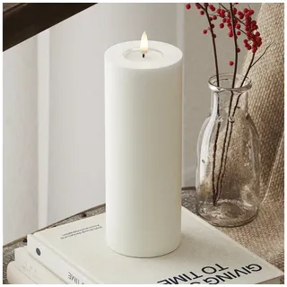 Deluxe Homeart LED Stumpenkerze 20 cm weiß