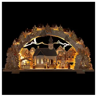 Tietze Erzgebirgsdesign Schwibbogen Schwibbogen Adventszeit mit beleuchteter Kirche, natur (70x41cm) von T