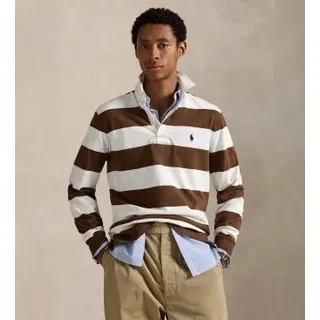 Polo Ralph Lauren für Herren. 710717116055 Ikonisches Rugby-Hemd braun (M), Lässig, Baumwolle, Langarm