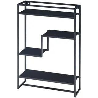 [en.casa] Wandregal Uurainen mit Handtuchstange Stahl 60 x 40 x 13 cm Schwarz