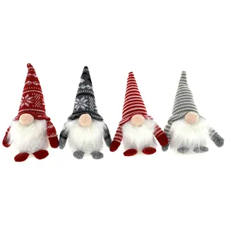 hausleben 4er Set Weihnachtswichtel Deko Figuren – Skandinavische Wichtel mit Strickmütze & Bart, 18cm – Weihnachtsdeko Figuren für Zuhause, ...