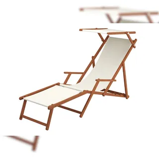 Erst-Holz Sonnenliege weiß Liegestuhl Fußteil Sonnendach Kissen Holz Deckchair Gartenmöbel 10-303 F S KD