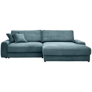 Carryhome Ecksofa, Graublau, Kunststoff, 3-Sitzer, Füllung: Schaumstoff,Hohlfaser, Ottomane rechts, L-Form, 300x180 cm, Rücken echt, Wohnzimmer, Sofas & Couches, Wohnlandschaften, Ecksofas