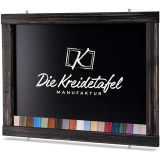 Rustikale Tafel Kreidetafel Wandtafel Küchentafel mit Holzrahmen zur Beschriftung mit Kreide im Landhausstil in verschiedenen Größen und Farben (Schwarz, 90x60cm)