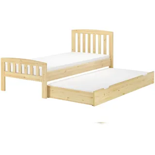 Erst-Holz Klassisches Kieferbett natur 90x200 Einzelbett Singlebett Massivholzbett Zubehör wählbar V-60.57-09 Rollrost. Matratze und Gästebettkasten inkl.