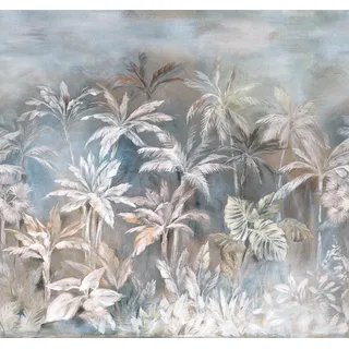 Rasch Tapete 364415 - Fototapete auf Vlies mit Palmen in Aquarelloptik in Blau, Hellbraun und Creme aus der Kollektion Magicwalls - 3,00 m x 3,18 m (LxB)