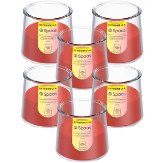 Spaas 6 PureLight Citronella-Duftkerzen, ± 33 Stunden, Lebendiges Rot
