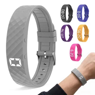 ALKNOT Vibration Alarm Clock, Vibratime Vibrationsalarm Uhr, Vibrationsalarm Erinnerung Uhr mit 8 täglichen Alarmen, Vibrationsarmuhr für Kinder Erwachsene, Pillenerinnerungen, Trinkerinnerung (Grau)