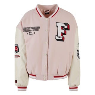 Sommerjacke FUBU "Damen FW231-017-2 College Varsity Jacket" Gr. M, bunt (light pink, offwhite, red) Damen Jacken Sportjacken