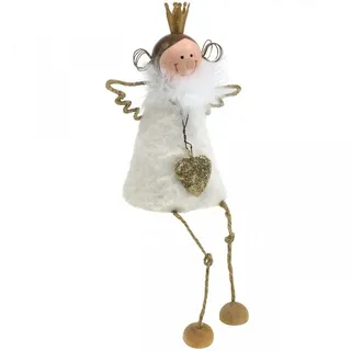 Florists Products Weihnachtsmann Engel Figur Dekoration Holz Metall Weihnachten Weiß 12cm weiß